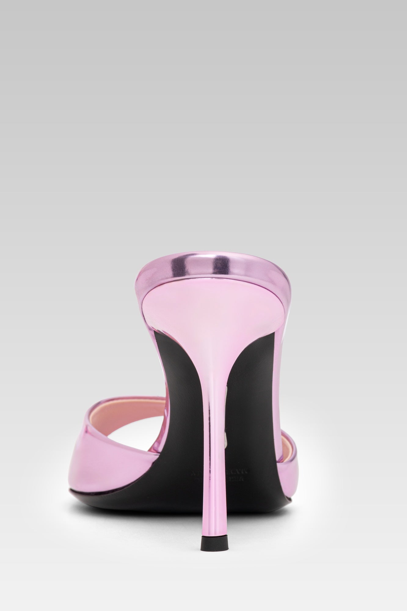 Victoria Sandal Metallic Pink 95 back view, high heel strappy sandals in metallic pink leather by Silvia Marson