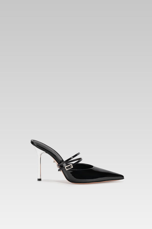 ELISE MULE BLACK PATENT 95 - Silvia Marson