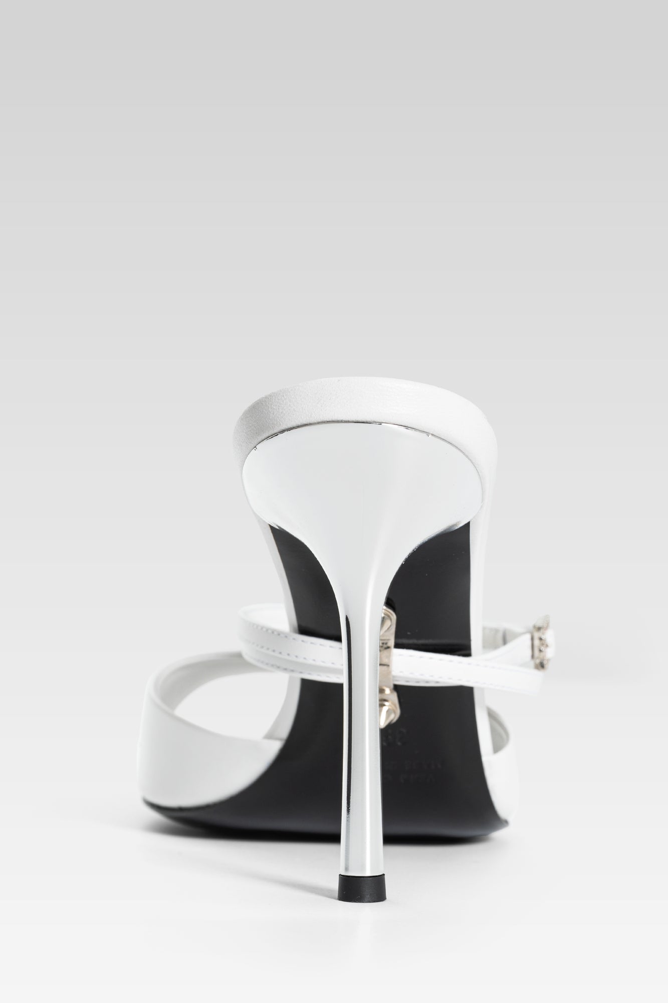 Victoria Sandal White Calf 95 back view, high heel strappy sandals in fine white calfskin leather by Silvia Marson